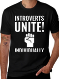 Introverts Unite! Black Graphic Tee product image 1