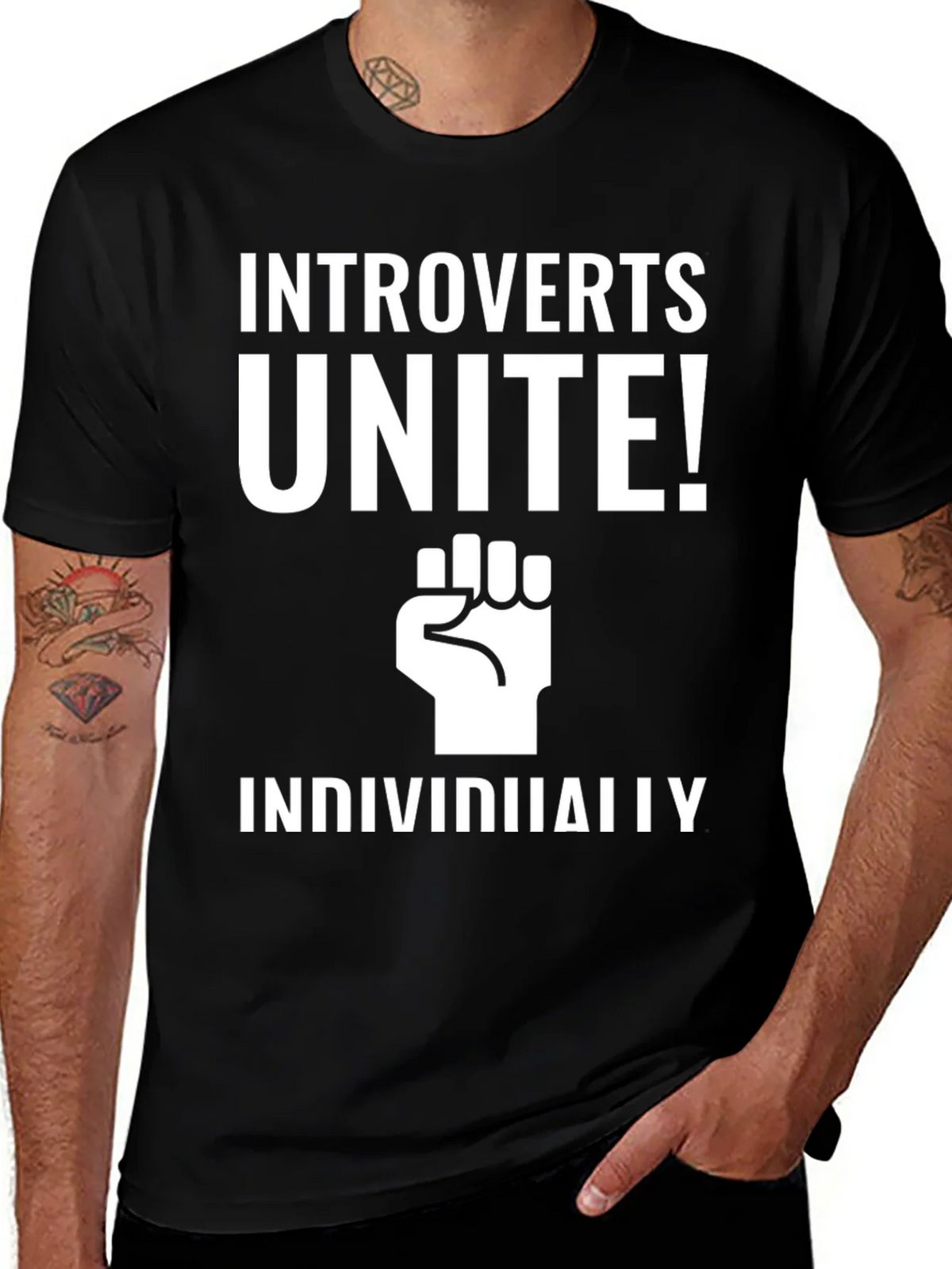 Introverts Unite! Black Graphic Tee product image 1