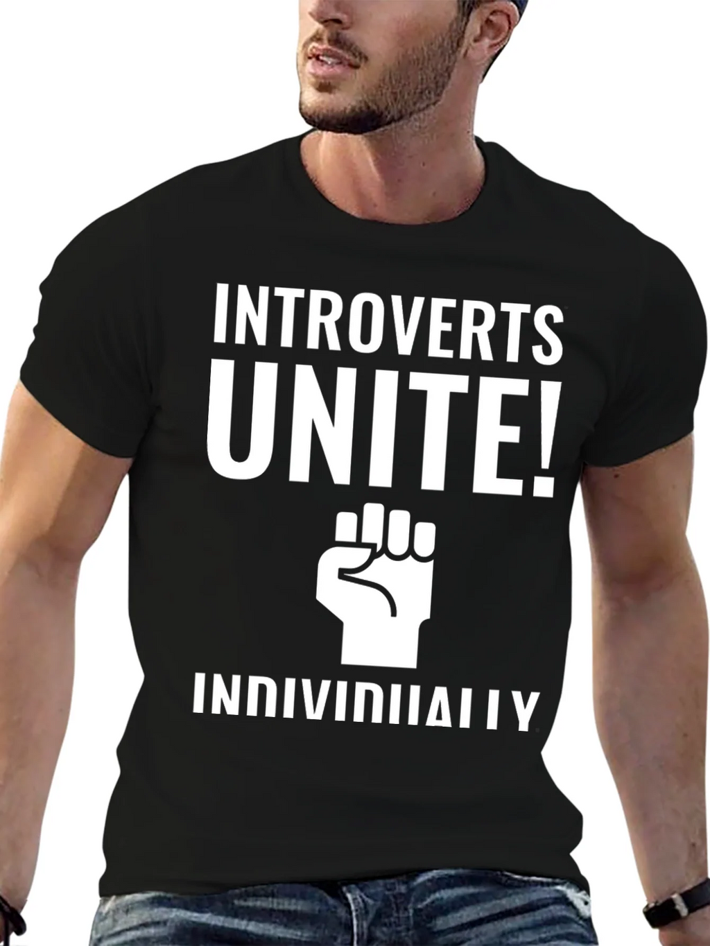 Introverts Unite! Black Graphic Tee product image 6