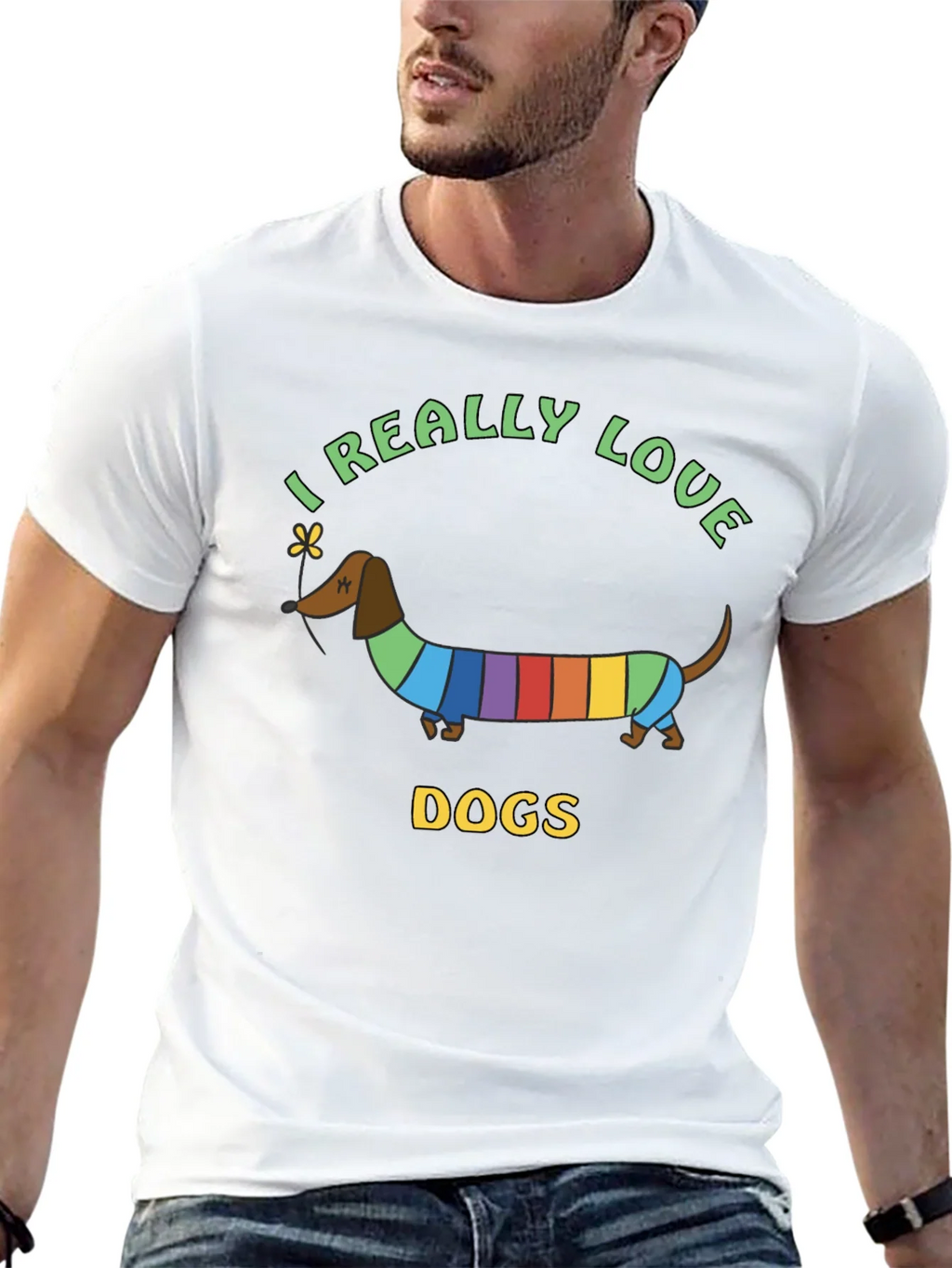 I Really Love Dogs T-Shirt Dachshund Rainbow product image 12