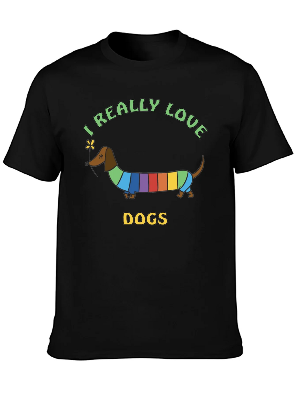 I Really Love Dogs T-Shirt Dachshund Rainbow product image 3