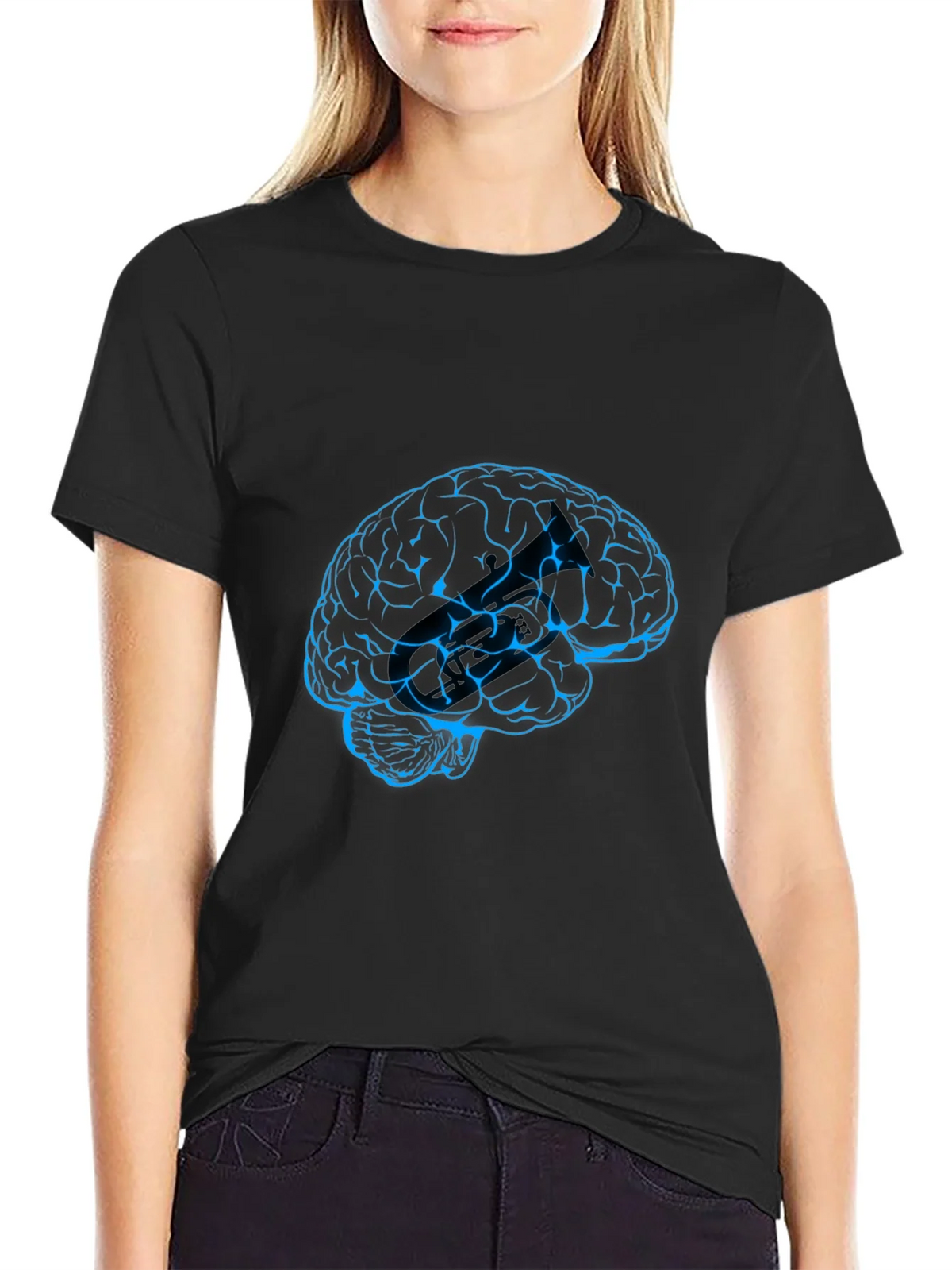 Brain Graphic Tee - Black Crew Neck T-Shirt product image 2