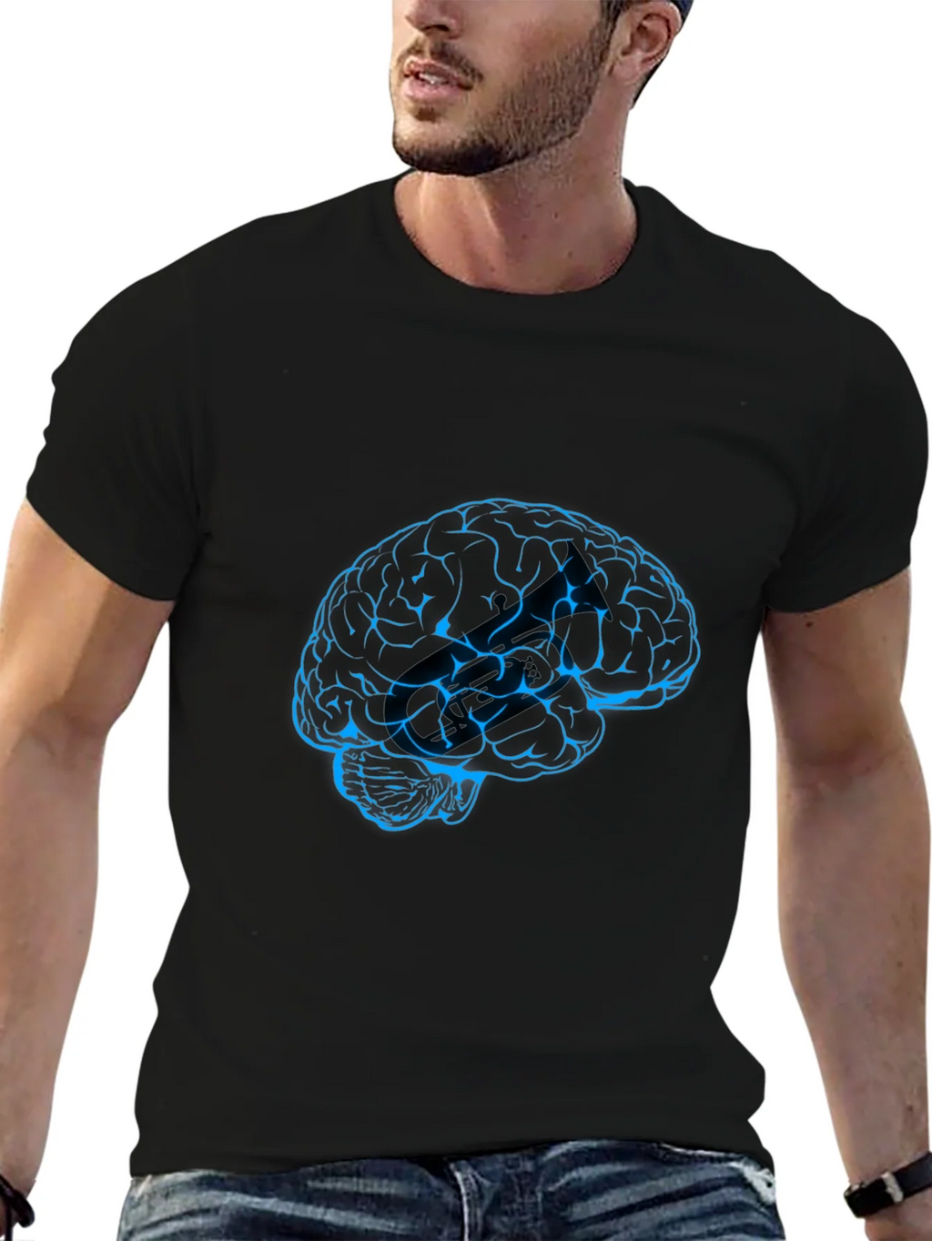 Brain Graphic Tee - Black Crew Neck T-Shirt product image 6