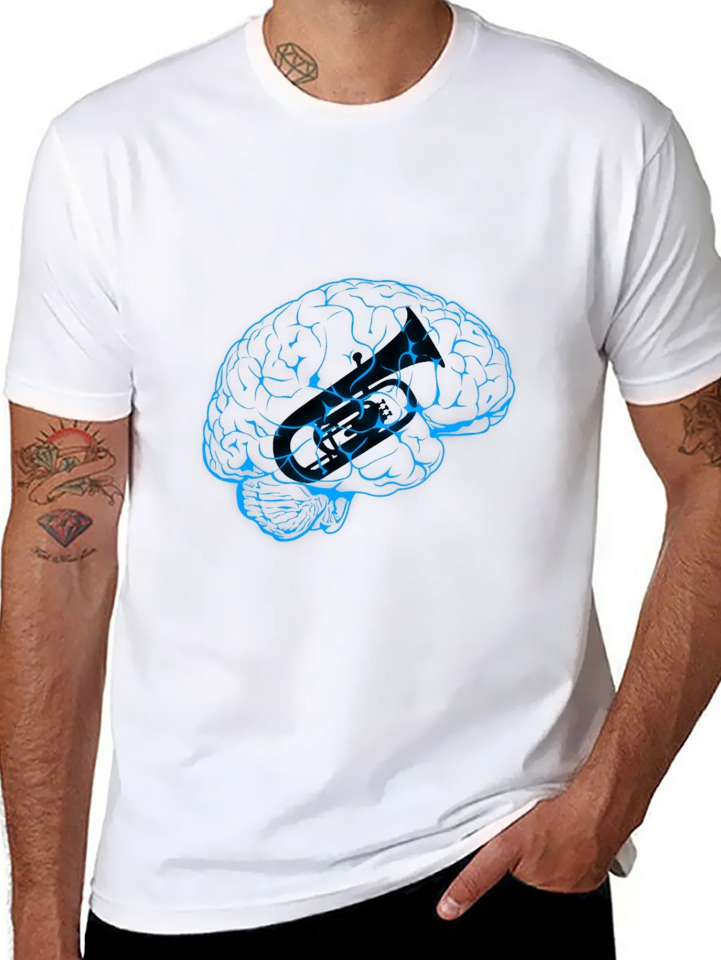 Brain Graphic Tee - Black Crew Neck T-Shirt product image 7