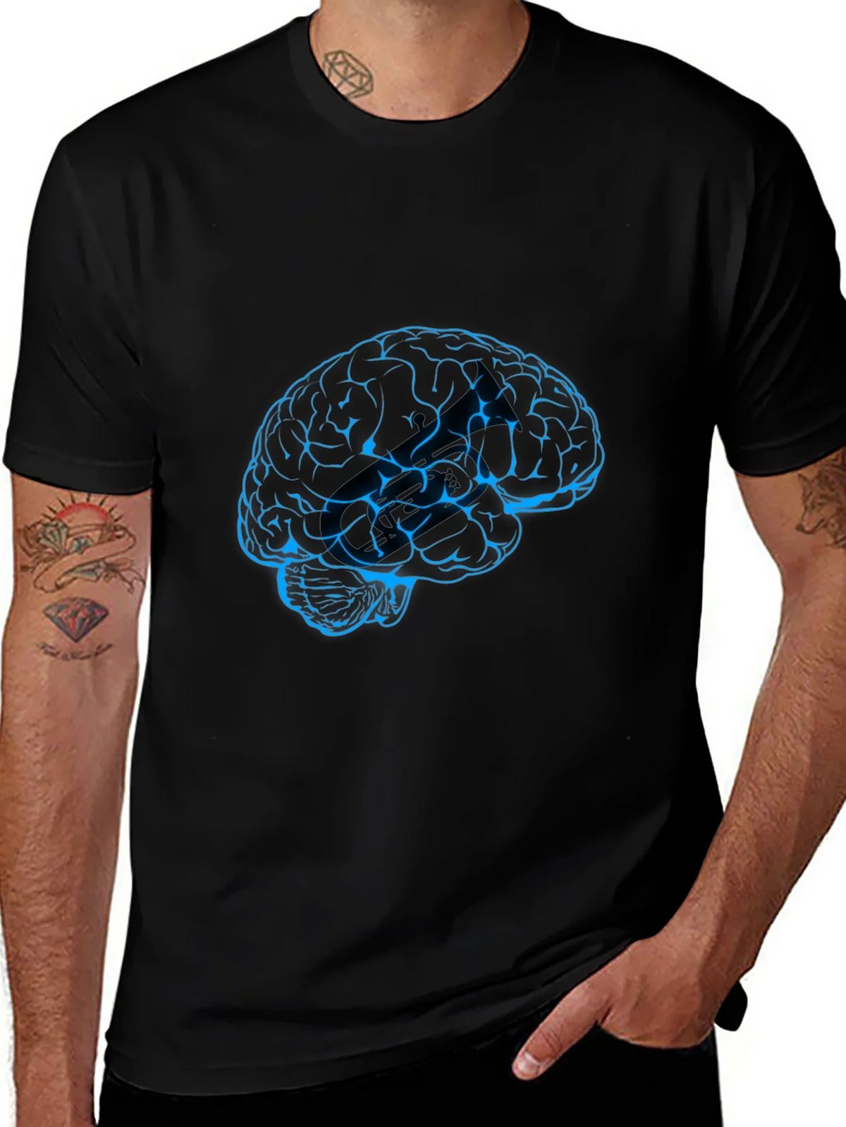 Brain Graphic Tee - Black Crew Neck T-Shirt product image 1