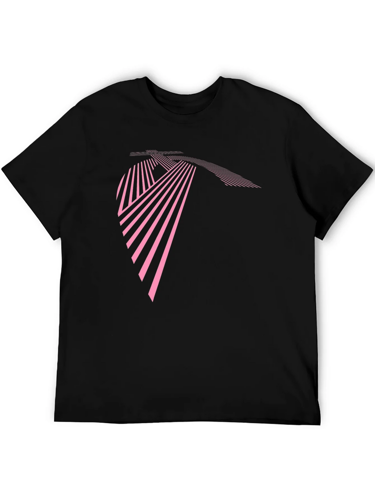 Modern Geometric Pink Line Art Black T-Shirt product image 5