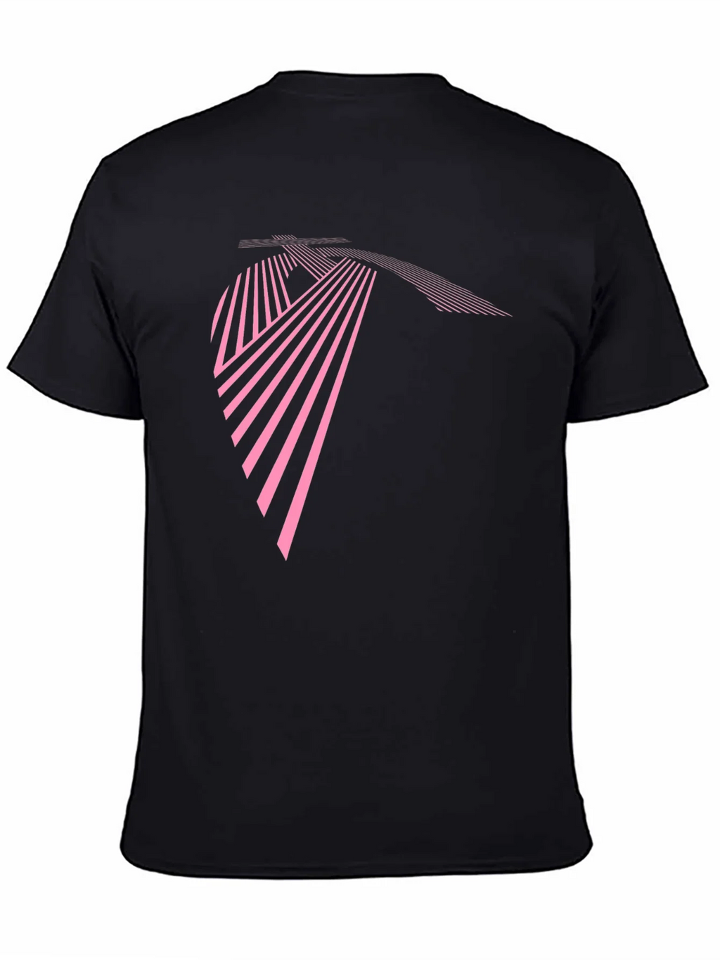 Modern Geometric Pink Line Art Black T-Shirt product image 4