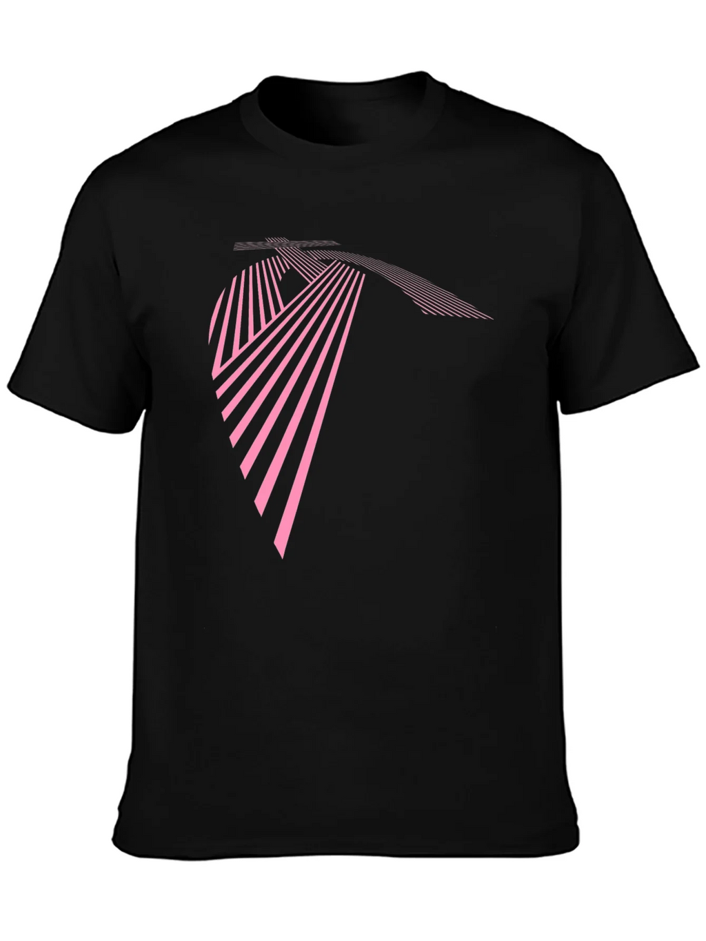 Modern Geometric Pink Line Art Black T-Shirt product image 3
