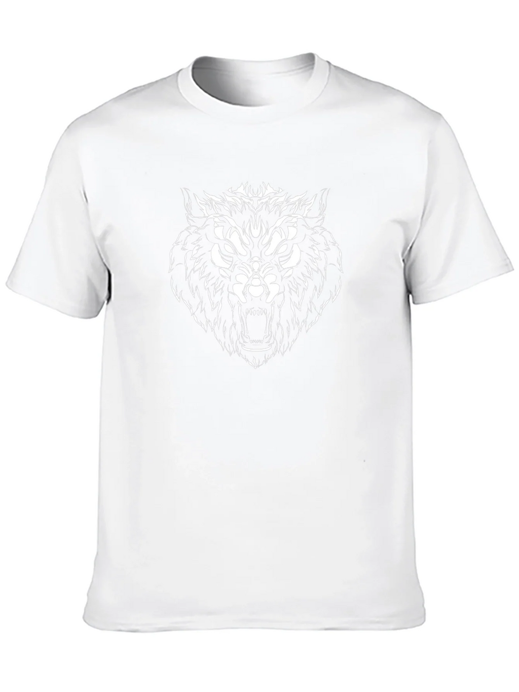 Mens Black T-Shirt with Fierce Wolf Graphic product image 9