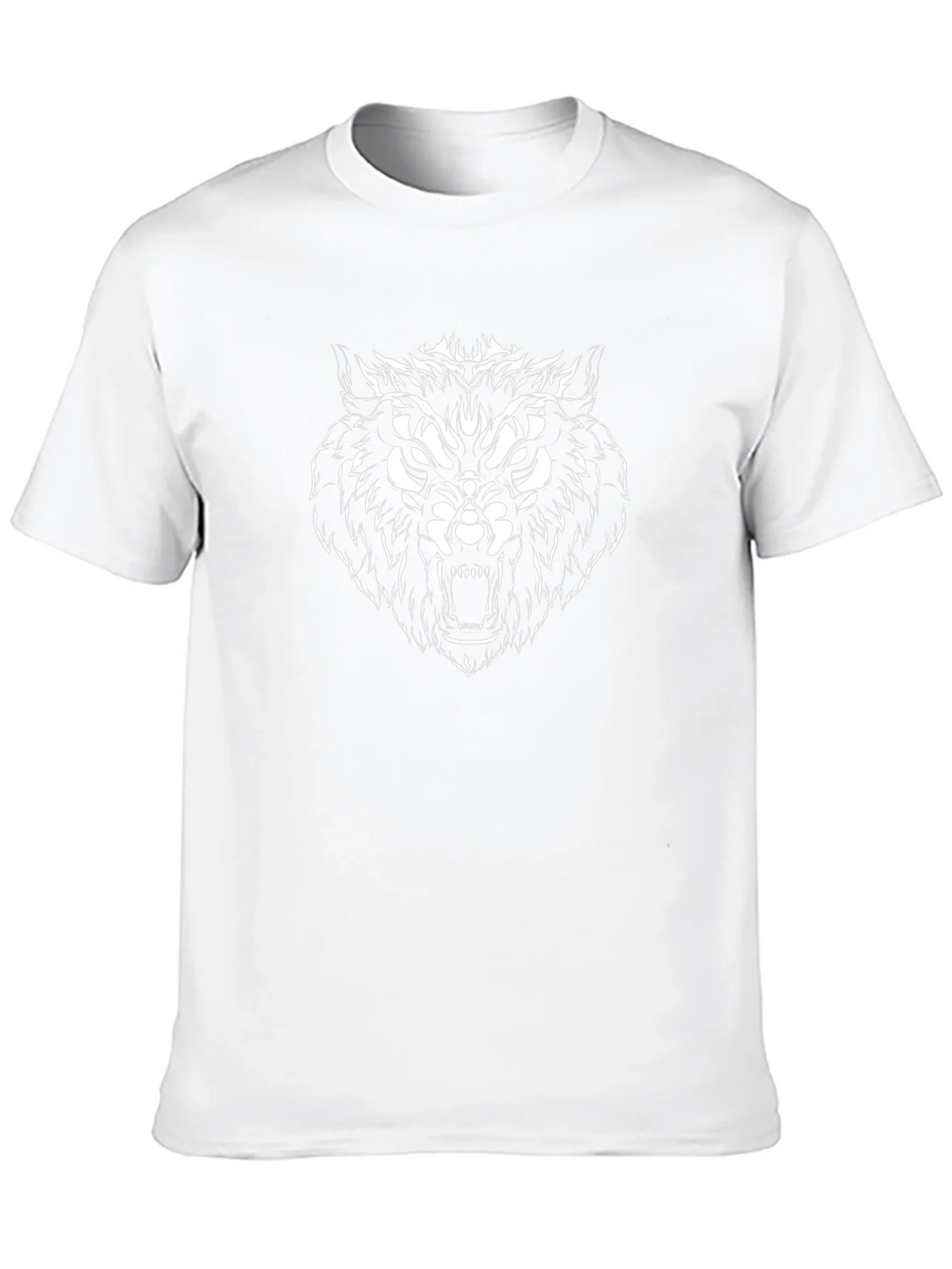 Mens Black T-Shirt with Fierce Wolf Graphic product image 9