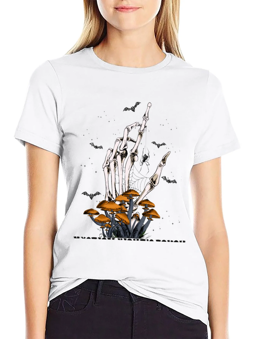 Halloween Skeleton Hand & Mushroom T-Shirt product image 8