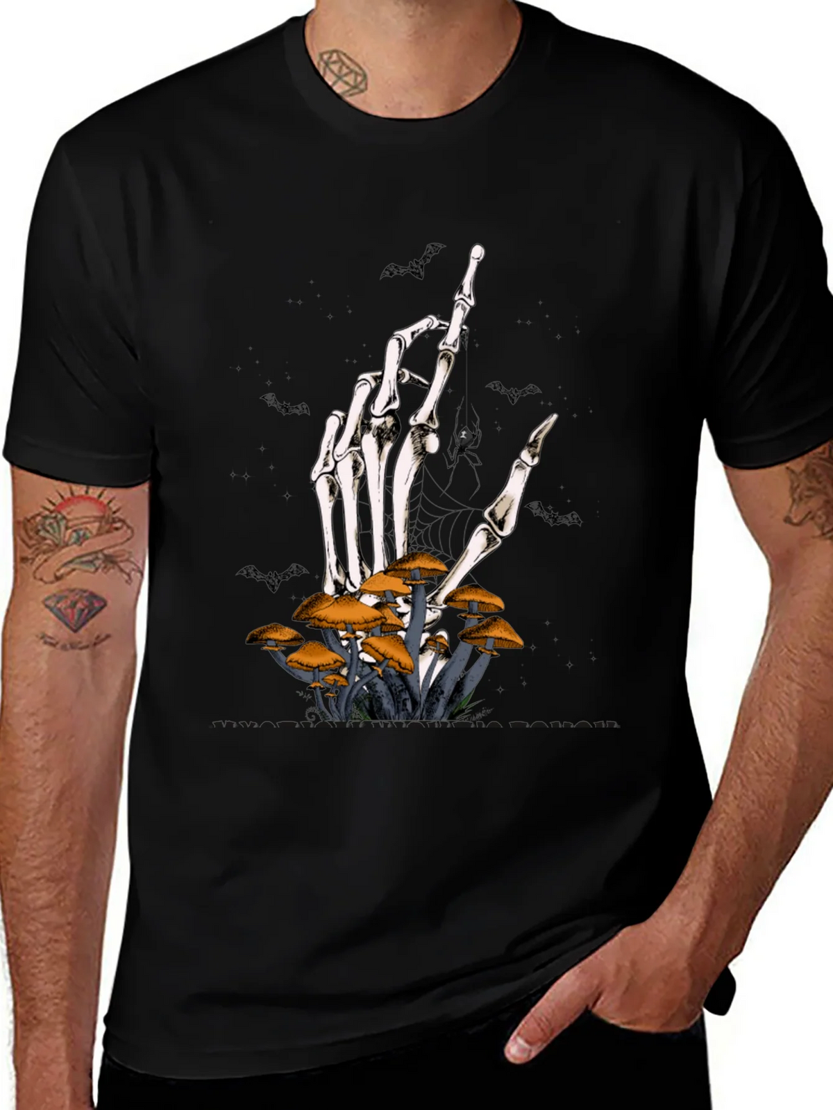 Halloween Skeleton Hand & Mushroom T-Shirt product image 1