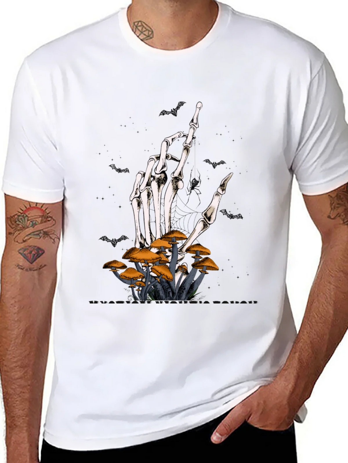 Halloween Skeleton Hand & Mushroom T-Shirt product image 7
