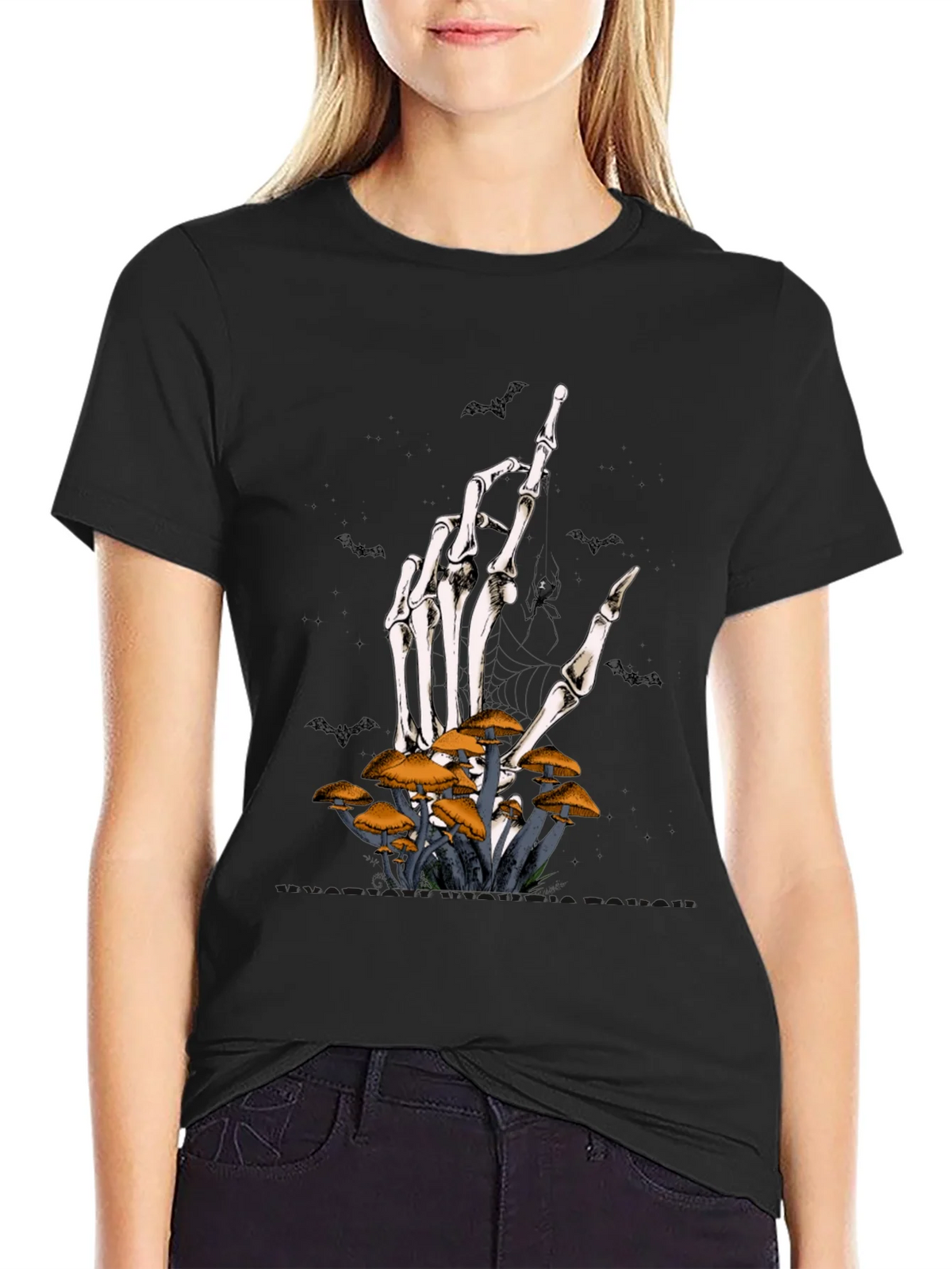 Halloween Skeleton Hand & Mushroom T-Shirt product image 2