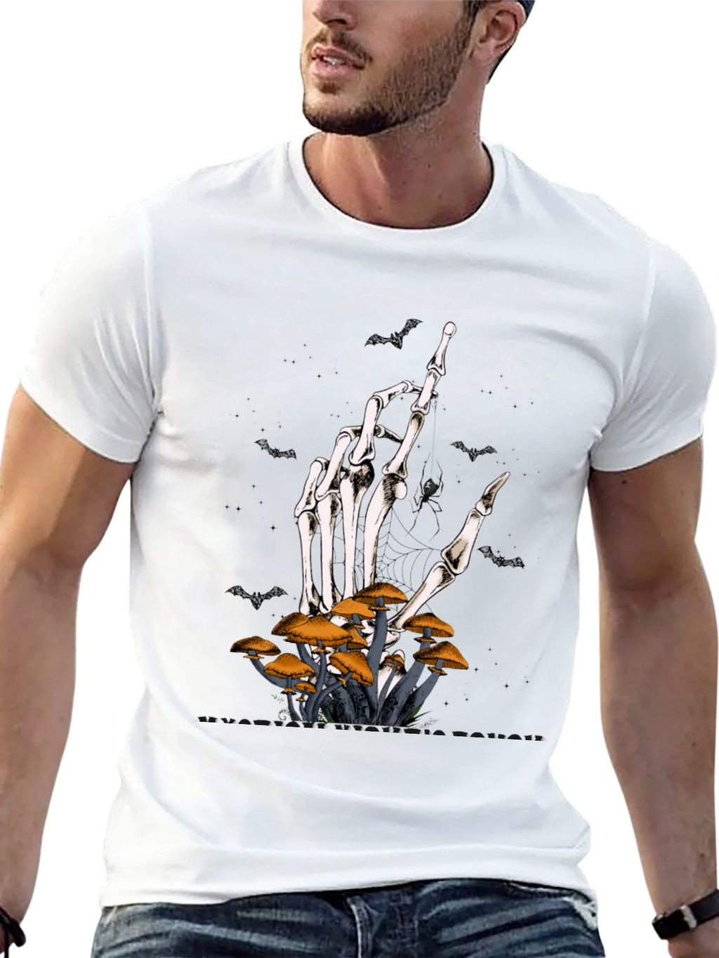 Halloween Skeleton Hand & Mushroom T-Shirt product image 12