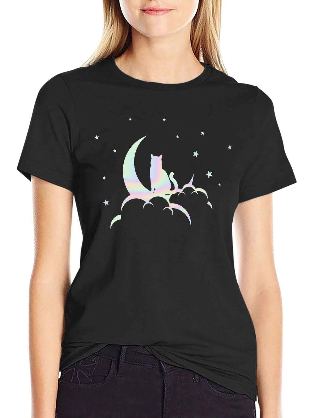 Cat On Moon Graphic T-Shirt product image 2