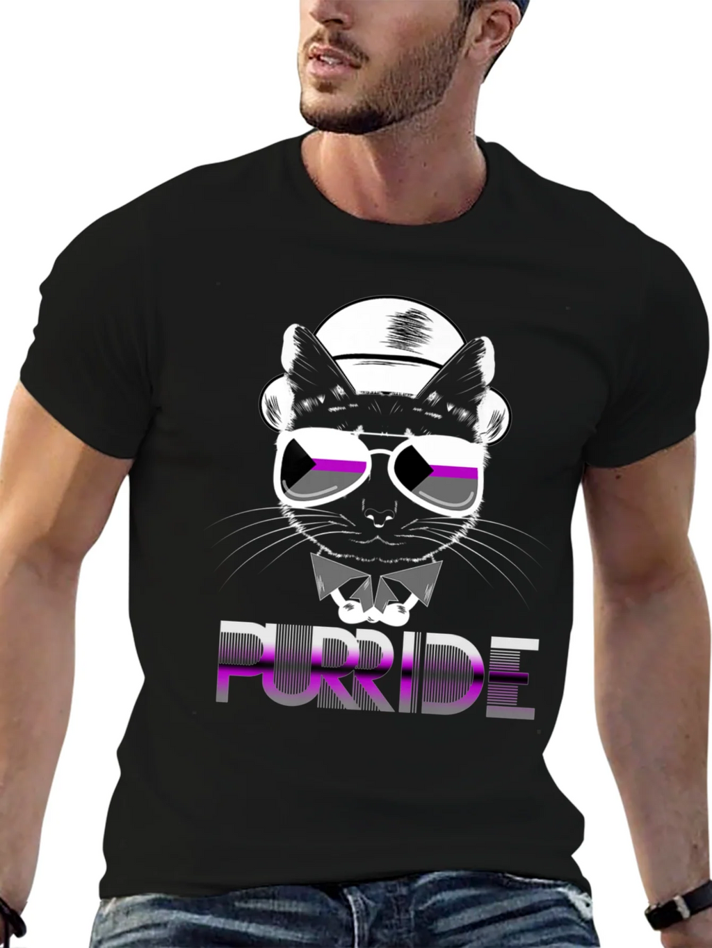 Purride Cat Graphic T-Shirt - Asexual Pride product image 6