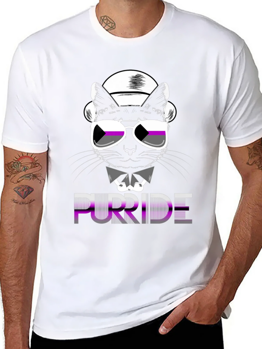 Purride Cat Graphic T-Shirt - Asexual Pride product image 7