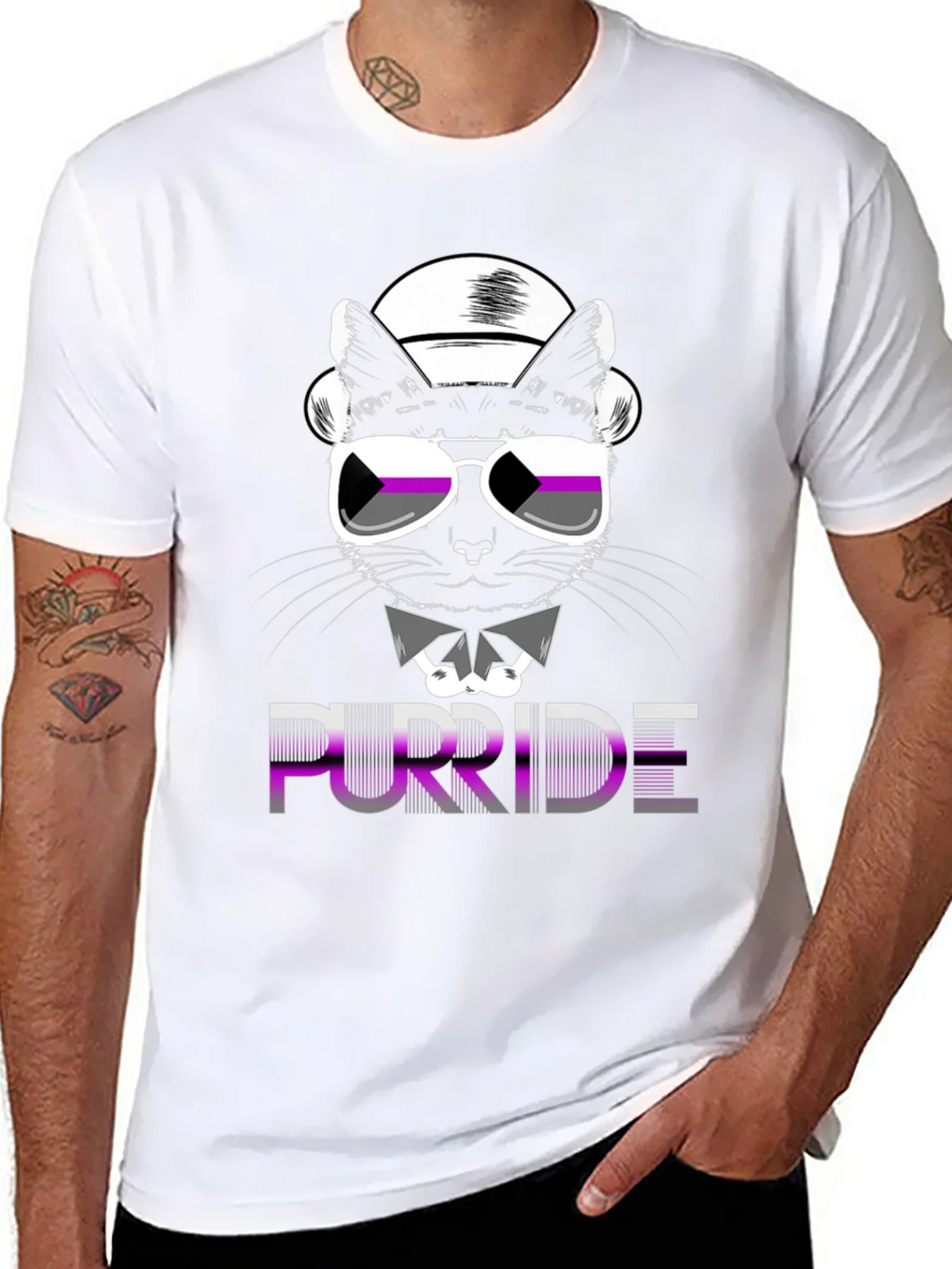 Purride Cat Graphic T-Shirt - Asexual Pride product image 7