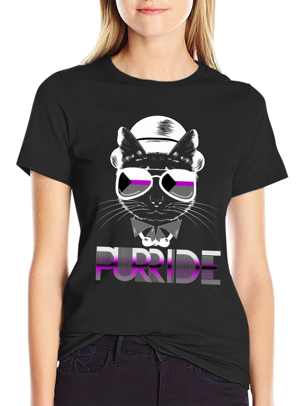 Purride Cat Graphic T-Shirt - Asexual Pride product image 2
