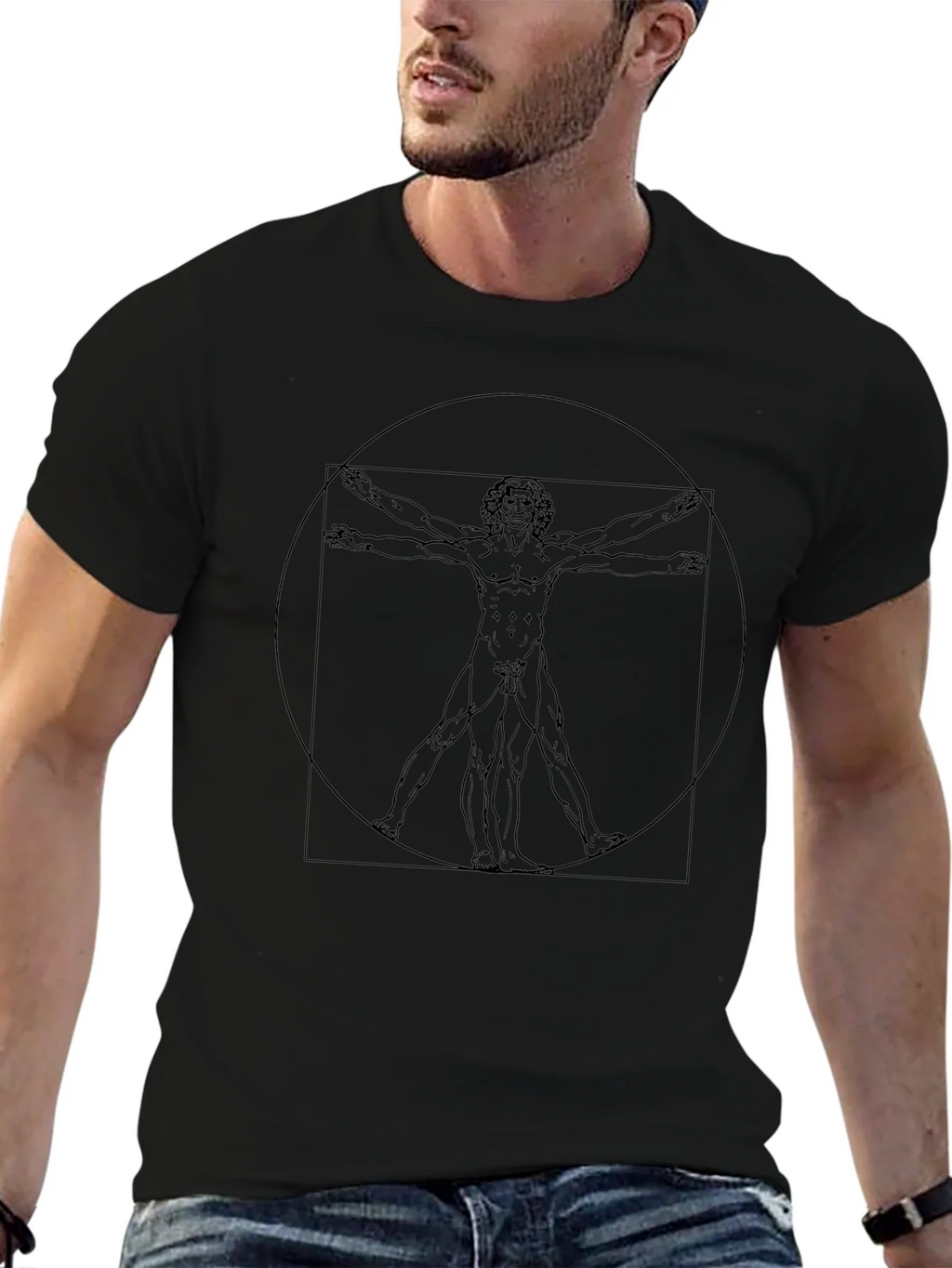 Vitruvian Man Graphic Tee - Black T-Shirt product image 6