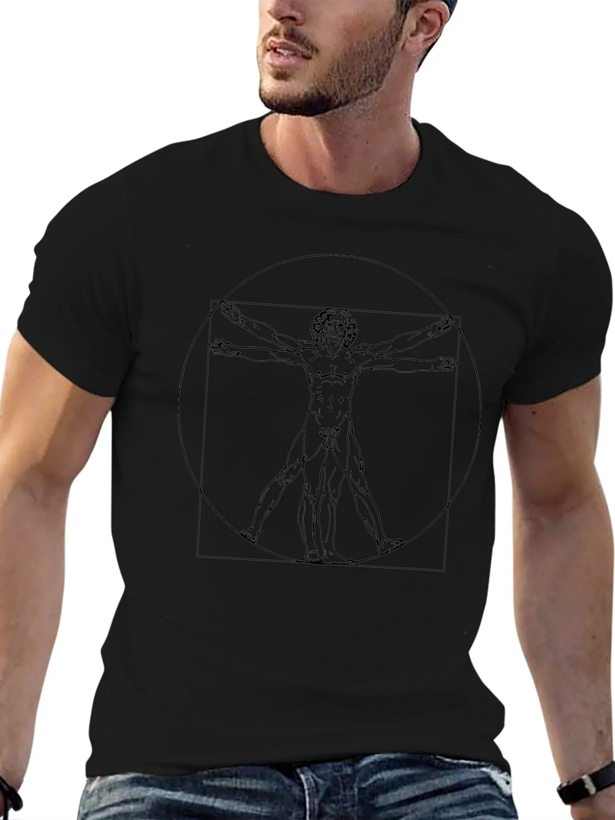 Vitruvian Man Graphic Tee - Black T-Shirt product image 6