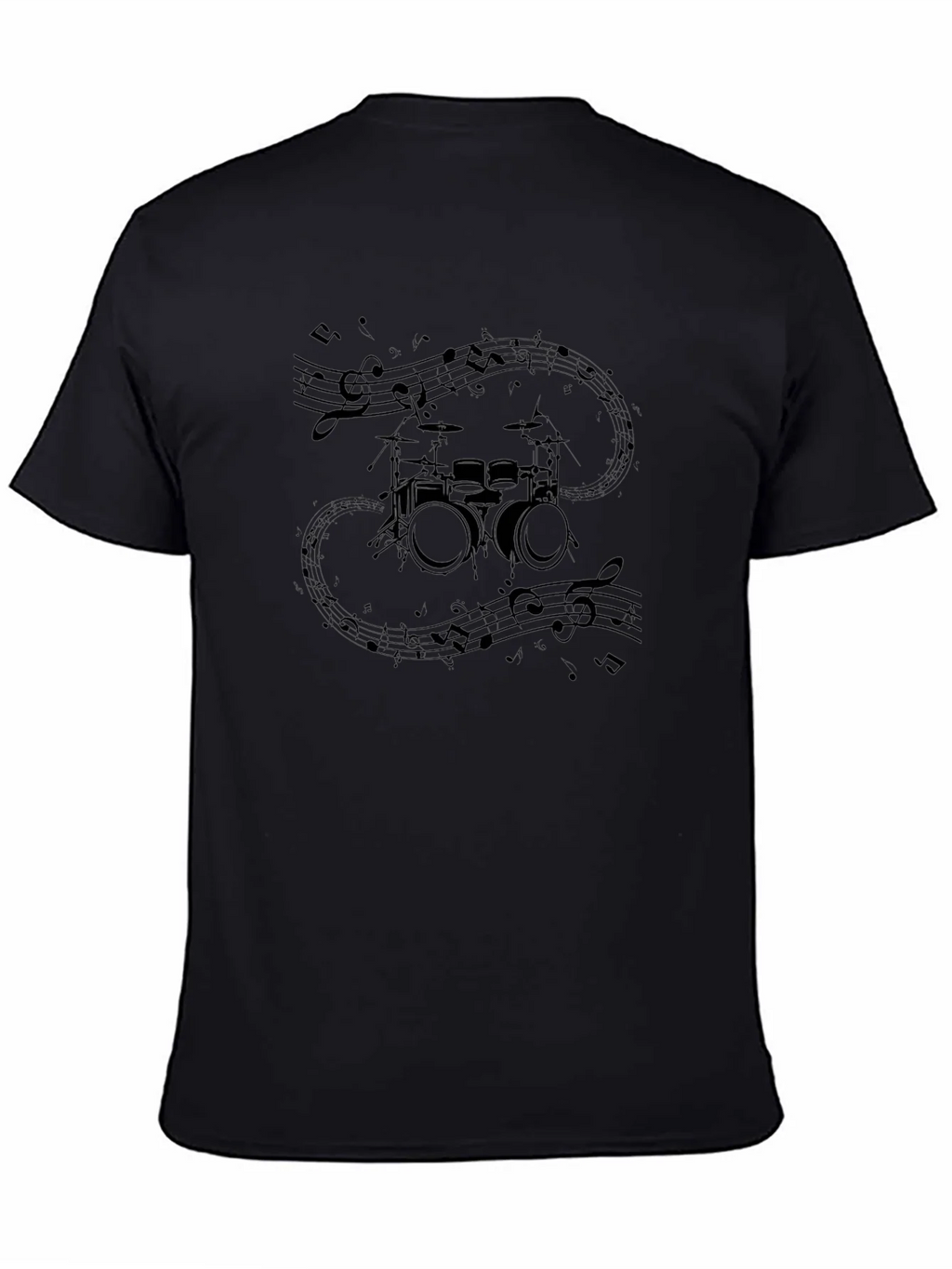 Drum Set & Notes Graphic Black Tee product image 4
