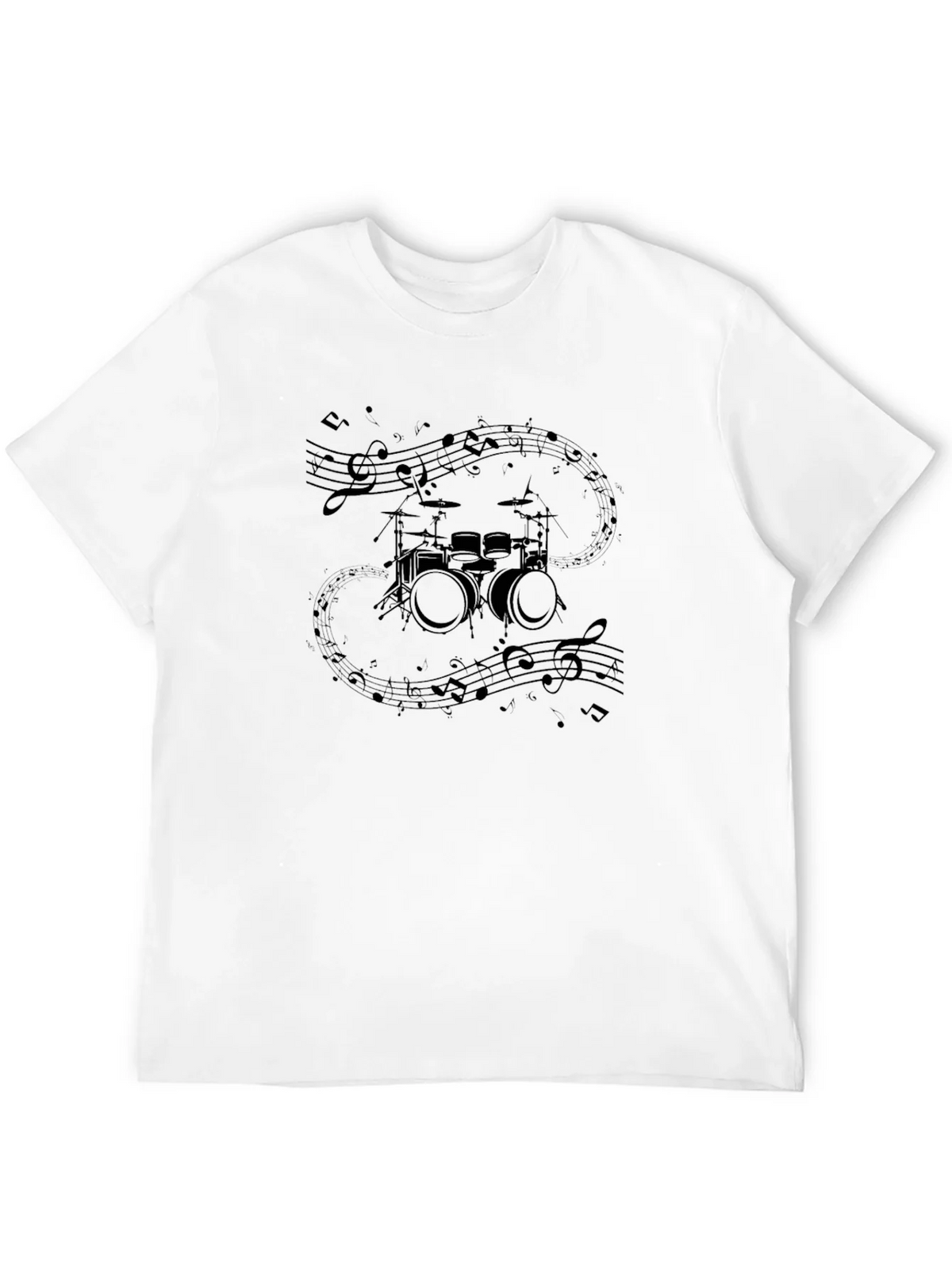 Drum Set & Notes Graphic Black Tee product image 11