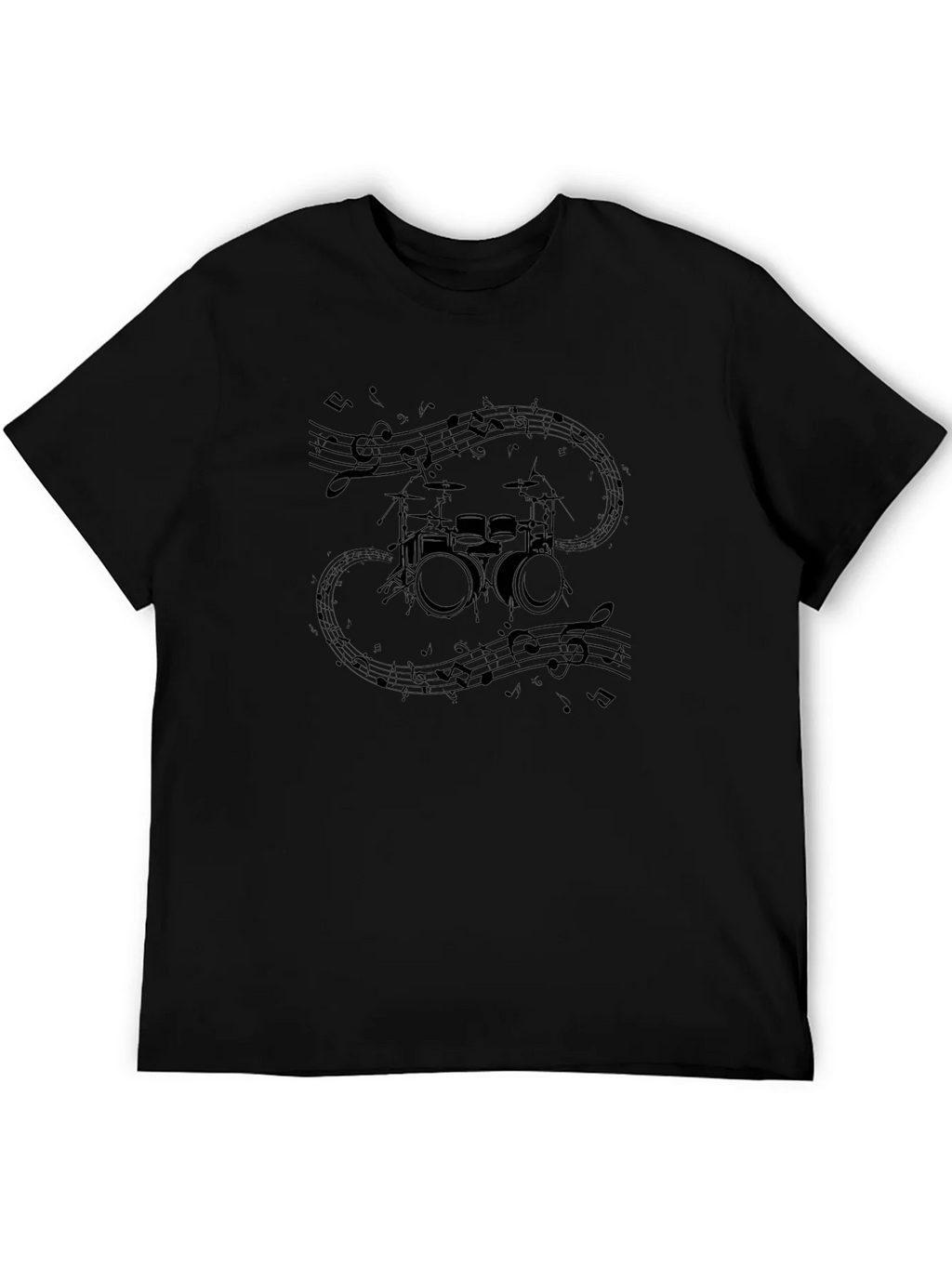 Drum Set & Notes Graphic Black Tee product image 5