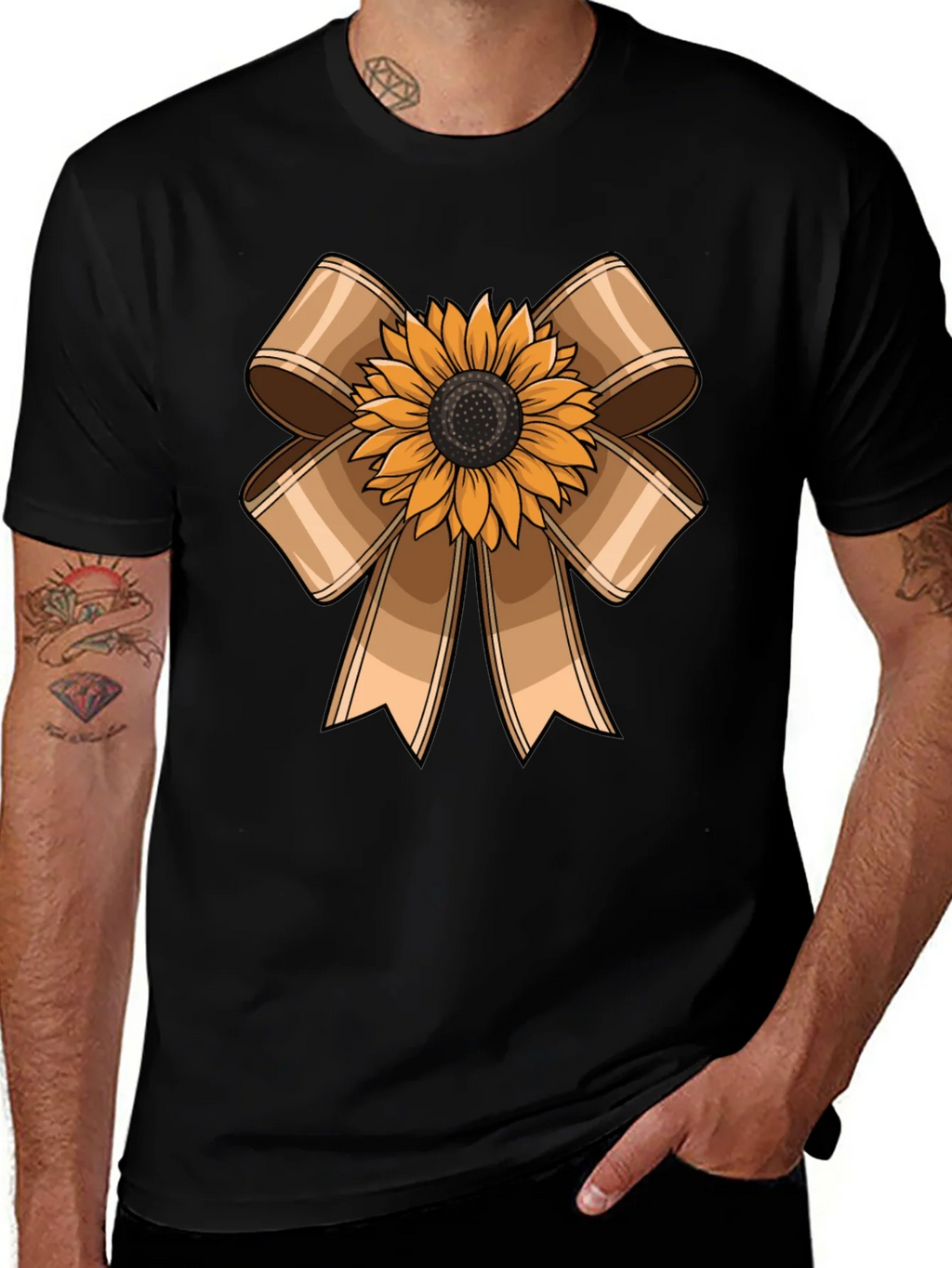 Sunflower Bow Graphic Tee - Casual Comfort product image 1
