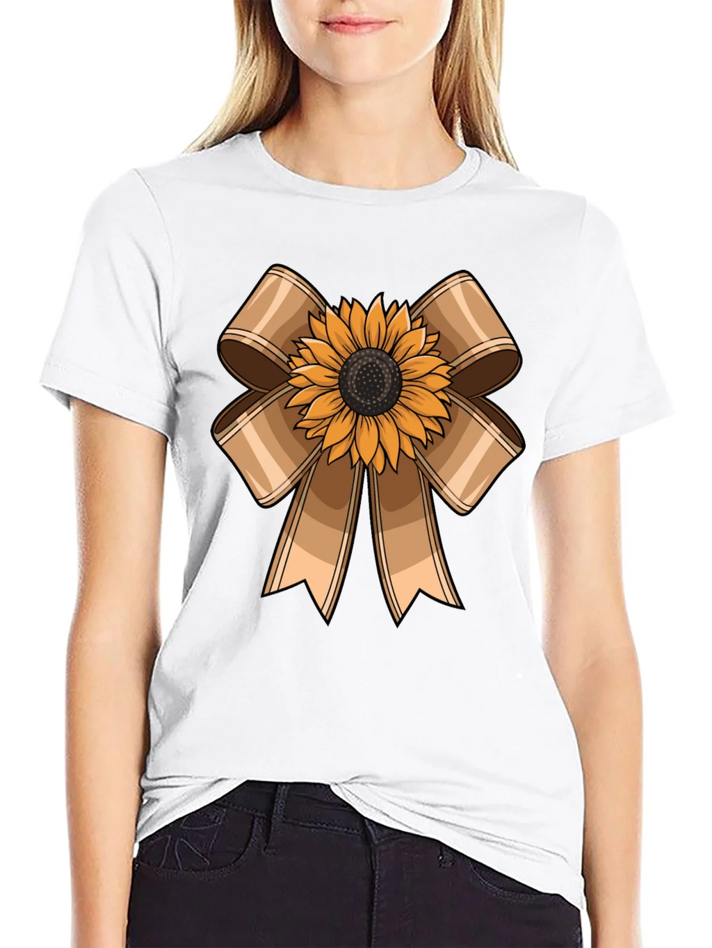 Sunflower Bow Graphic Tee - Casual Comfort product image 6