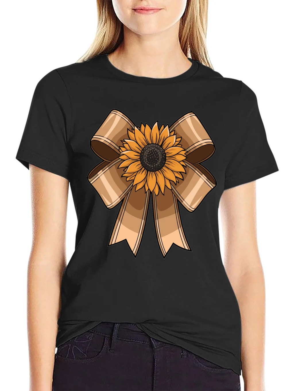Sunflower Bow Graphic Tee - Casual Comfort product image 2