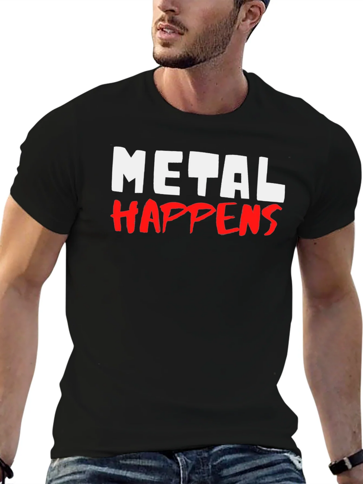 Metal Happens Graphic Print Black T-Shirt product image 6