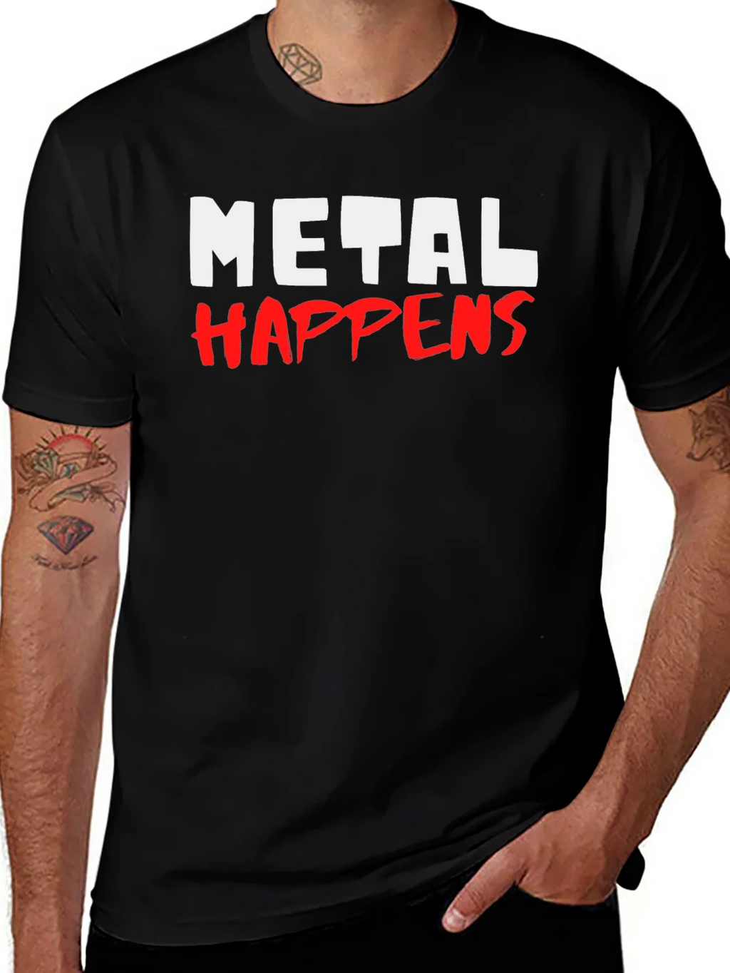Metal Happens Graphic Print Black T-Shirt product image 1
