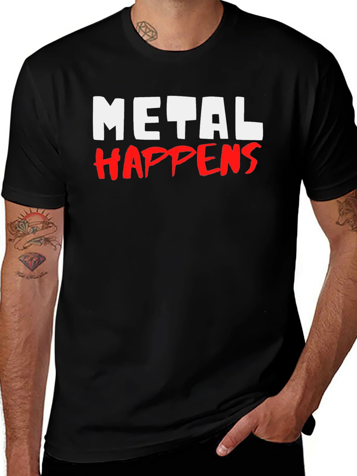 Metal Happens Graphic Print Black T-Shirt product image 1
