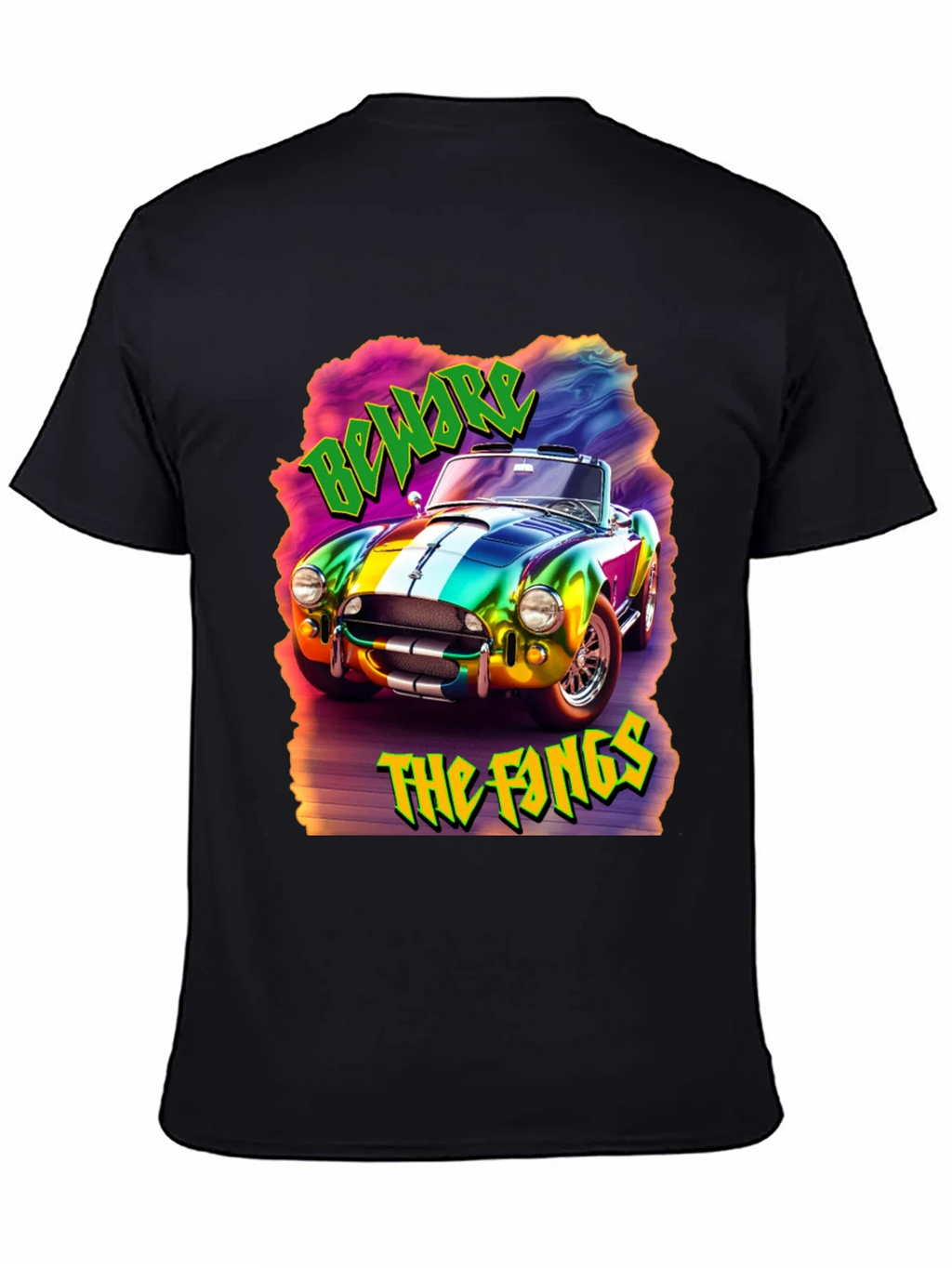 Beware the Fangs Graphic T-Shirt - Colorful Car Design product image 4