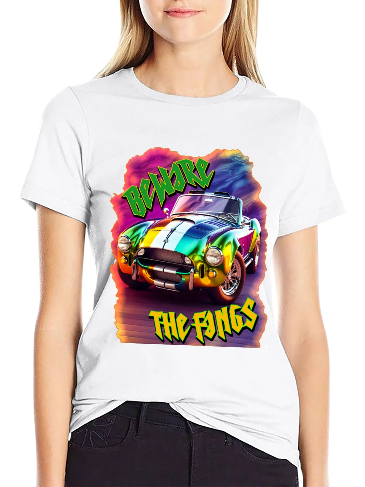 Beware the Fangs Graphic T-Shirt - Colorful Car Design product image 8