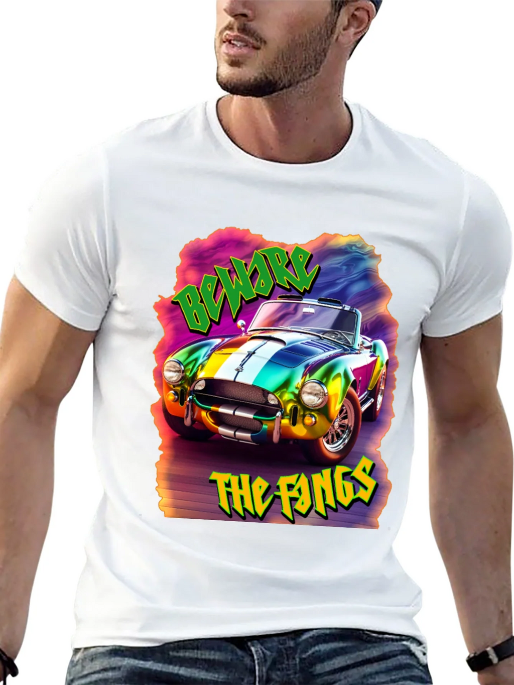 Beware the Fangs Graphic T-Shirt - Colorful Car Design product image 12