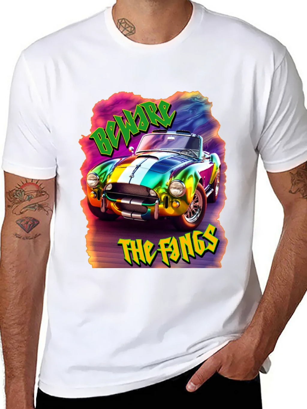 Beware the Fangs Graphic T-Shirt - Colorful Car Design product image 7