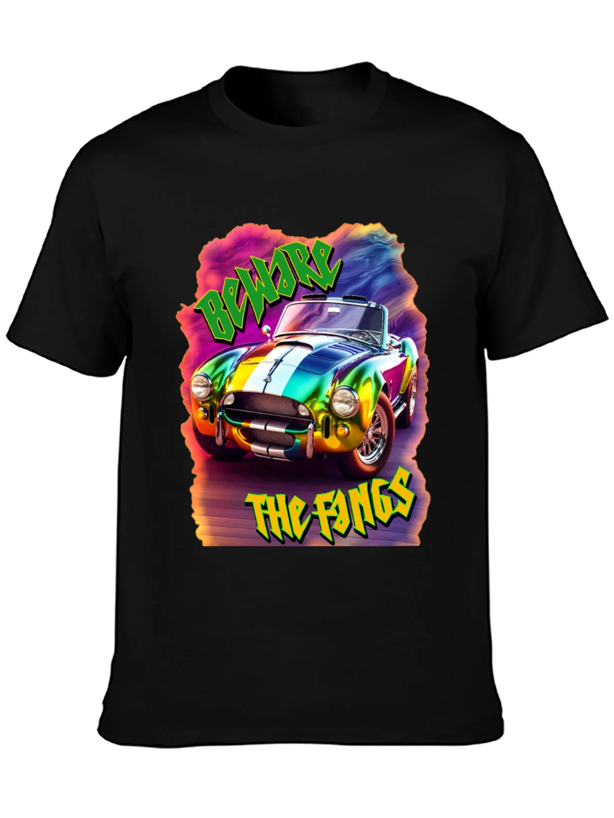 Beware the Fangs Graphic T-Shirt - Colorful Car Design product image 3