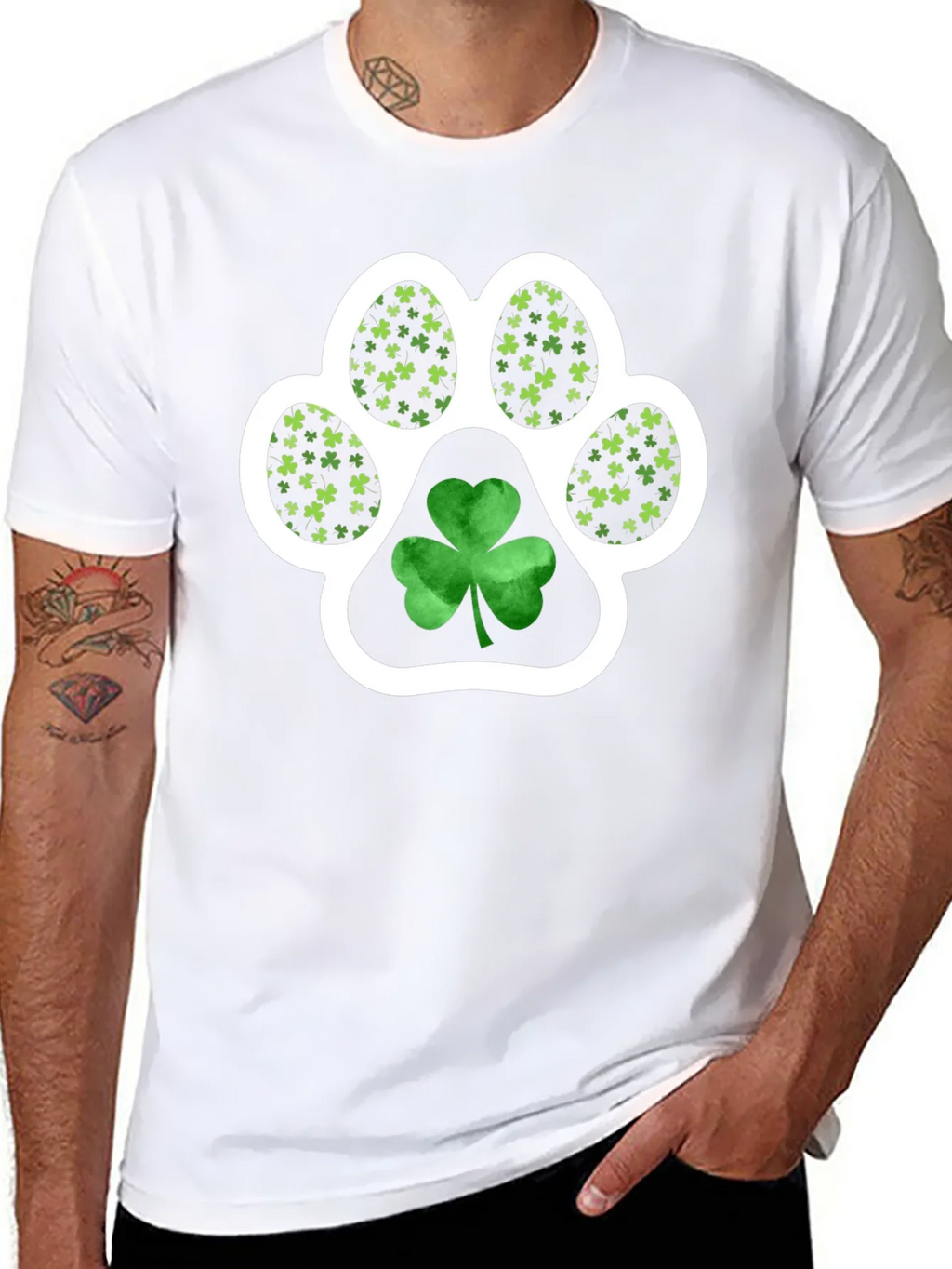St. Patricks Day Paw Print Shamrock Tee product image 7