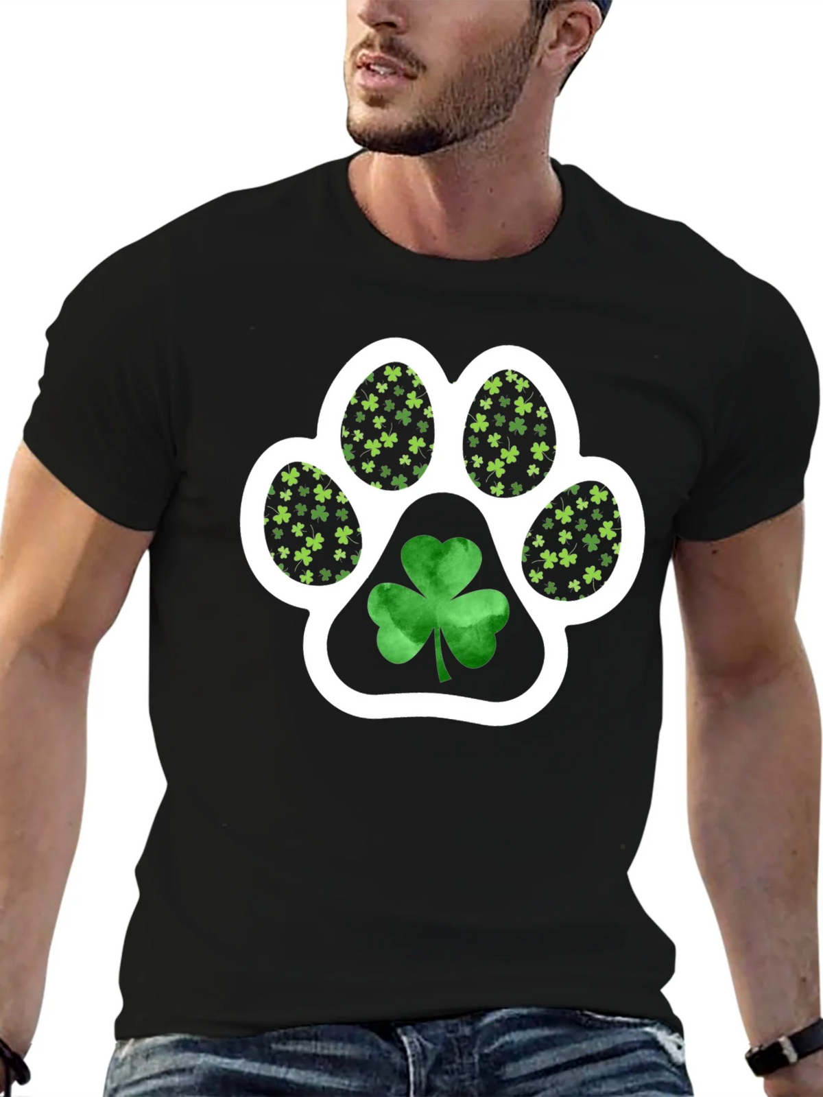 St. Patricks Day Paw Print Shamrock Tee product image 6