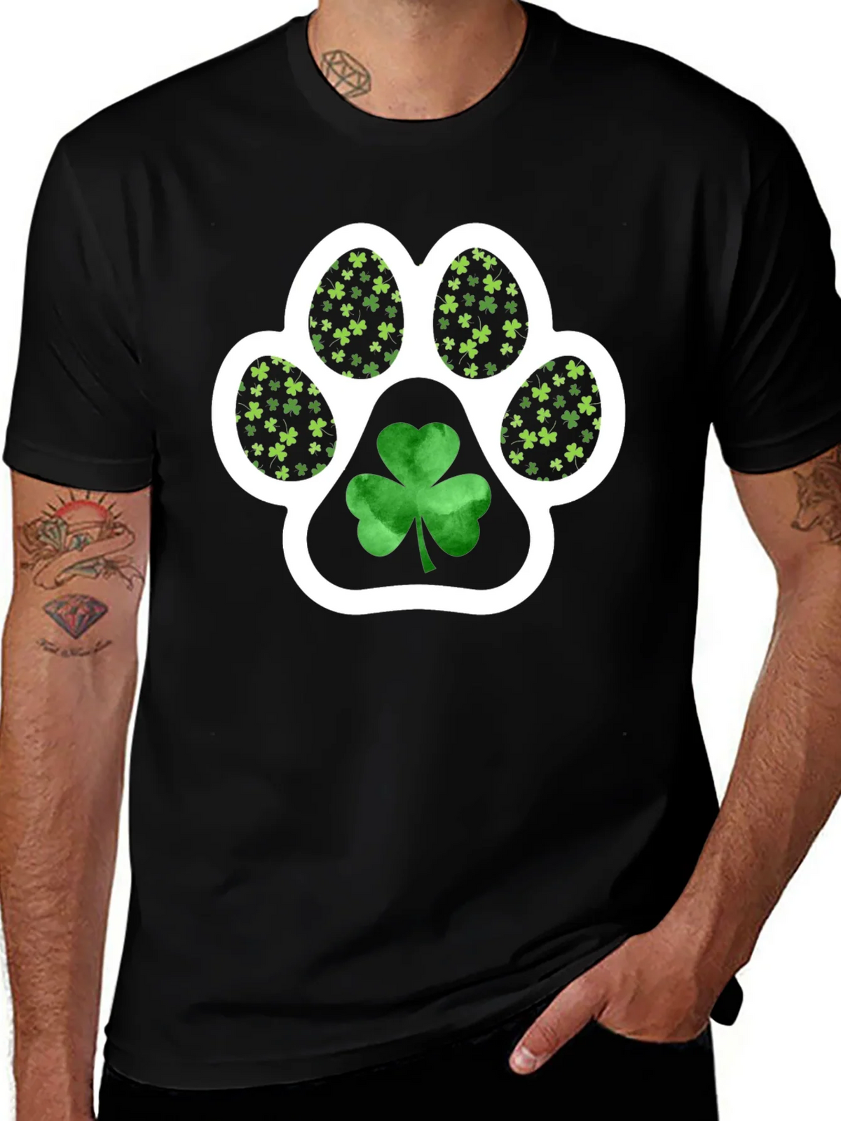 St. Patricks Day Paw Print Shamrock Tee product image 1