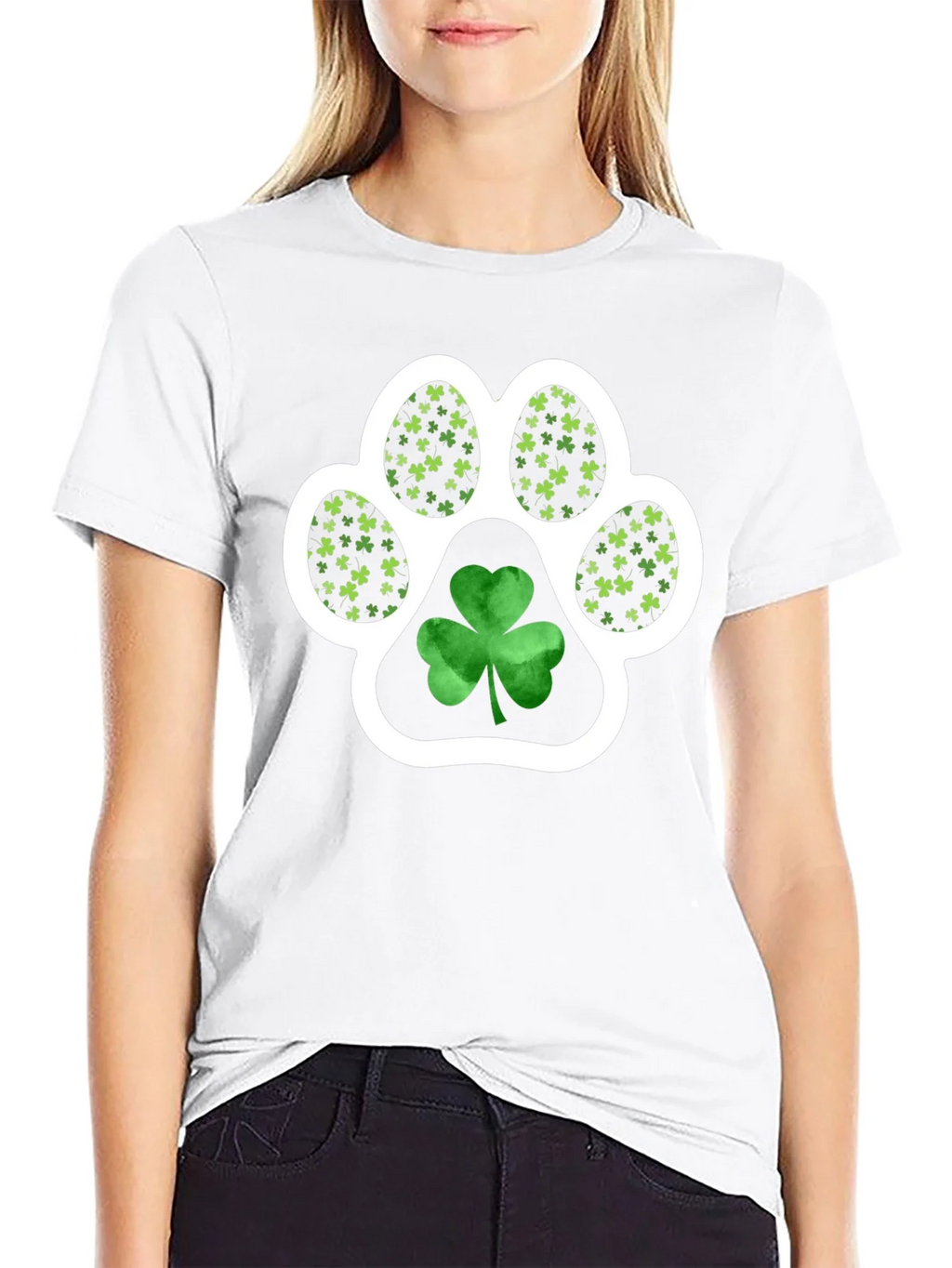 St. Patricks Day Paw Print Shamrock Tee product image 8
