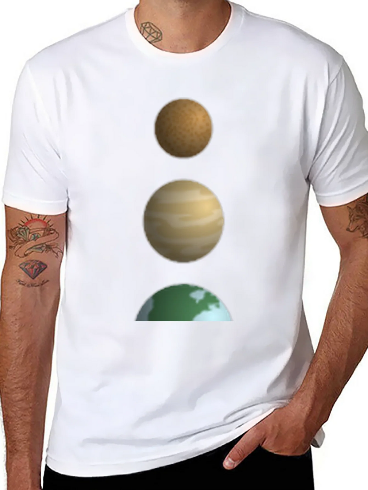 Planetary Stack Black T-Shirt - Earth Jupiter and Mars product image 7