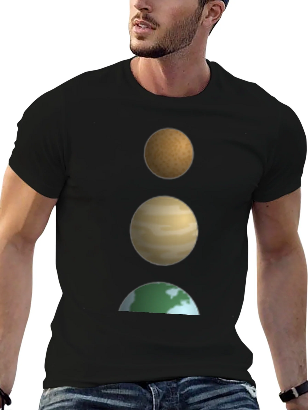 Planetary Stack Black T-Shirt - Earth Jupiter and Mars product image 6