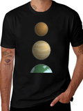 Planetary Stack Black T-Shirt - Earth Jupiter and Mars product image 1