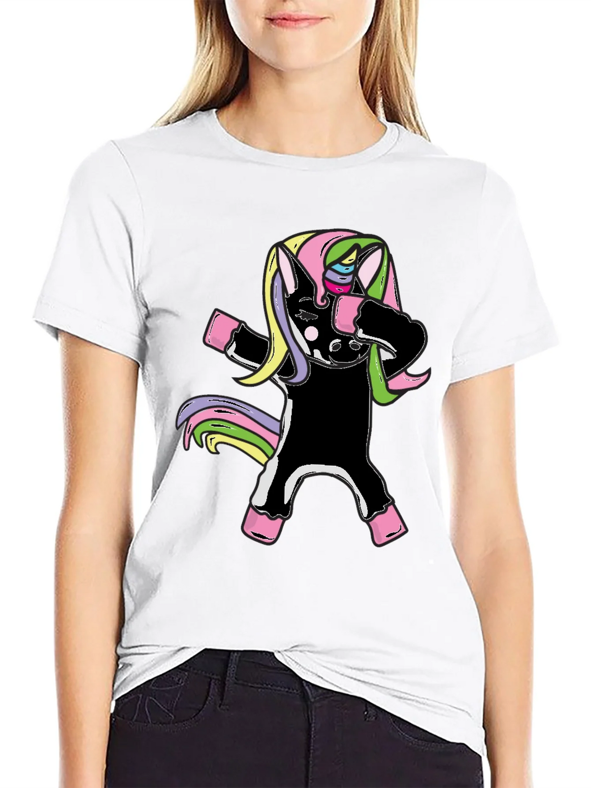 Unicorn Dabbing Graphic Tee - Black Cotton Shirt product image 8