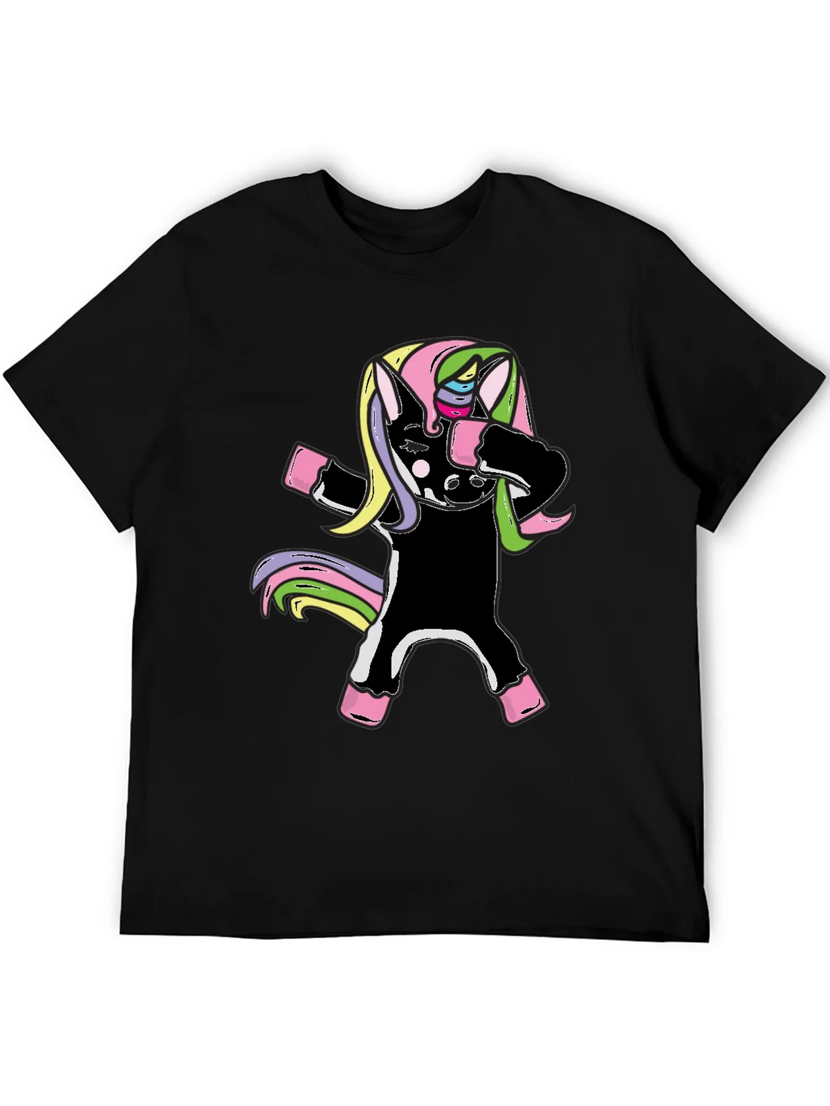 Unicorn Dabbing Graphic Tee - Black Cotton Shirt product image 5
