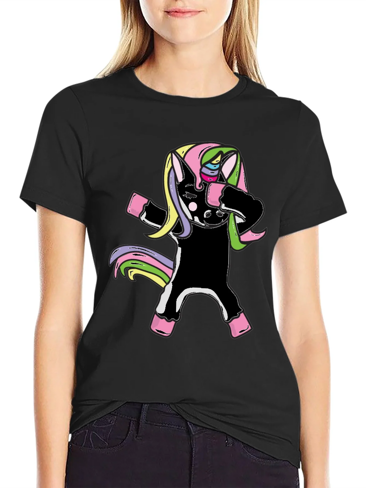 Unicorn Dabbing Graphic Tee - Black Cotton Shirt product image 2